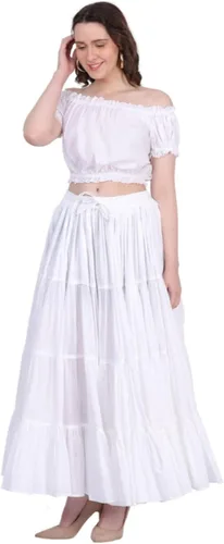 Vista 5 de Wevez Falda gitana 25 yardas color liso de algodón para mujer