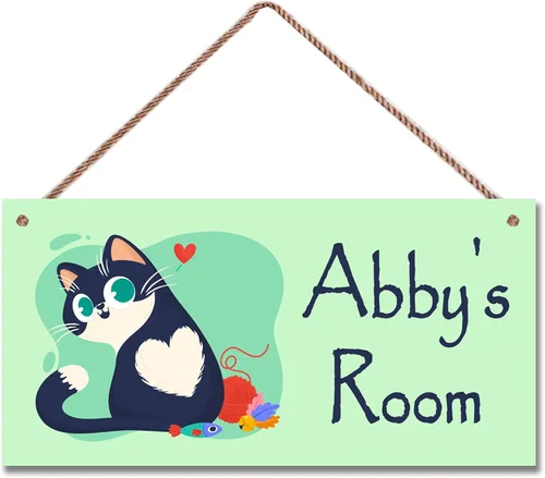 Vista 15 de Letrero de dinosaurio personalizado, bonito arte de dibujos animados para habitación de niños, decoración de pared de puerta, placa de arte floral