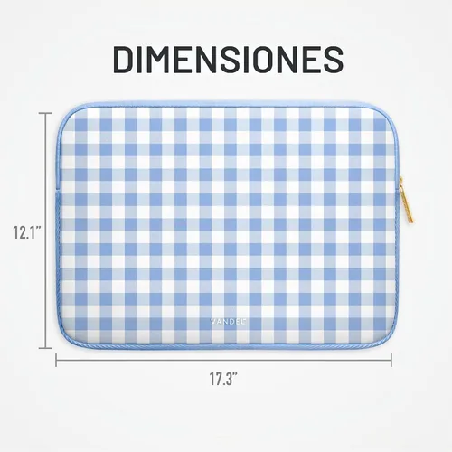 Vista 7 de Vandel Funda delgada para laptop de 13-13.3 pulgadas para MacBook Air 13 a. Azul Gingham