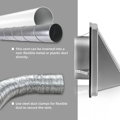 Vista 6 de FRESH SPEED - Salida de ventilación de pared externa de 4 pulgadas con solapa acolchada antirretorno