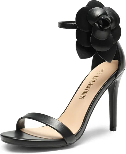 Vista 23 de DREAM PAIRS Sandalias de tacón alto para mujer Negro/Gamuza