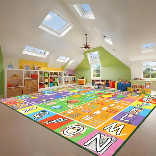 Vista 21 de Alfombra infantil ABC para sala de juegos, alfombra del alfabeto para dormitorio, educativa para aprender preescolar, alfombras para guardería