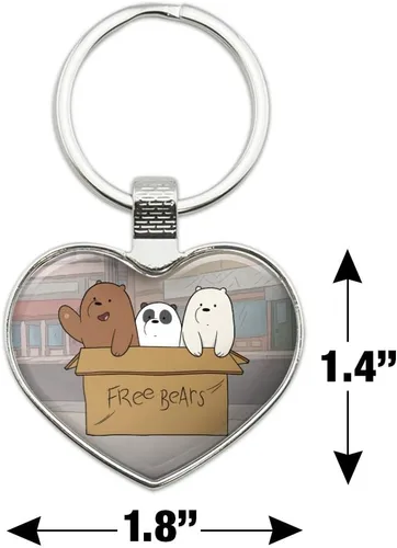Vista 2 de GRAPHICS & MORE We Bare Bears Baby Bears Keychain Heart Love Metal Key Chain Ring