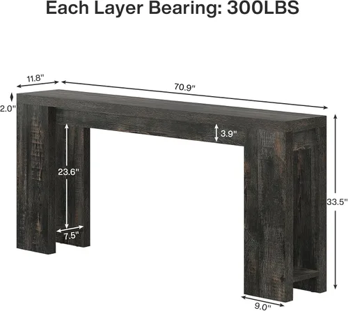 Vista 2 de Tribesigns Mesa Consola Extra Larga de 70.9 Pulgadas, Mesa de Sofá de Madera Estilo Granja Detrás del Sofá, Mesa de Acento Estrecha para Entrada