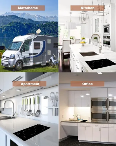 Vista 8 de Placa de cocción de inducción dual de 2 quemadores, estufa eléctrica de 12 pulgadas, control táctil, bloqueo de seguridad para niños, 9 niveles
