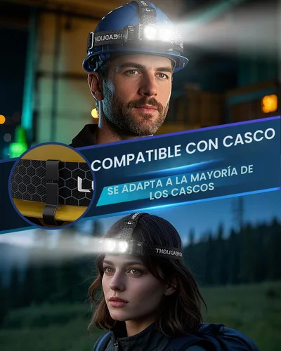 Vista 5 de Linterna frontal recargable, 2 unidades, 4500 L, luz súper brillante, LED, recargable con luz blanca, lámpara de cabeza impermeable con diadema