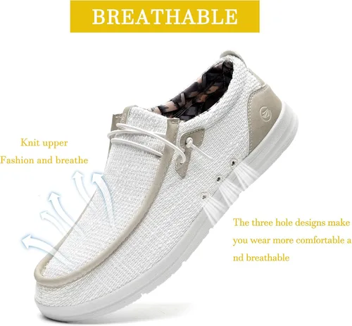 Vista 5 de ZF ZEFUHER Zapatos casuales para hombre, con soporte de arco ortopédico, zapatos náuticos ligeros y cómodos con cordones, mocasines de ancho ancho