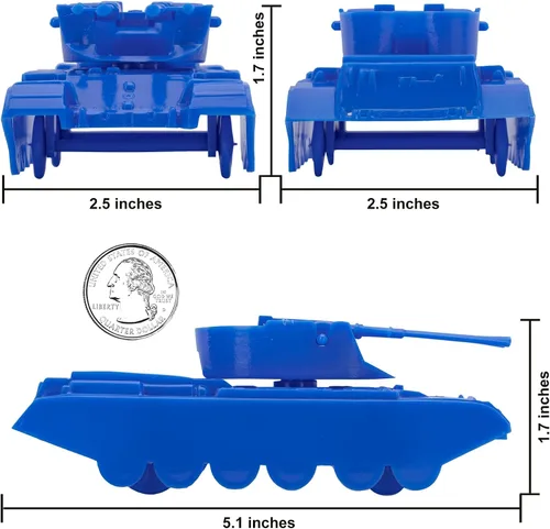Vista 2 de BMC Classic Payton Tanques Antiaéreos – 4 piezas de vehículos de plástico azul para hombres del ejército