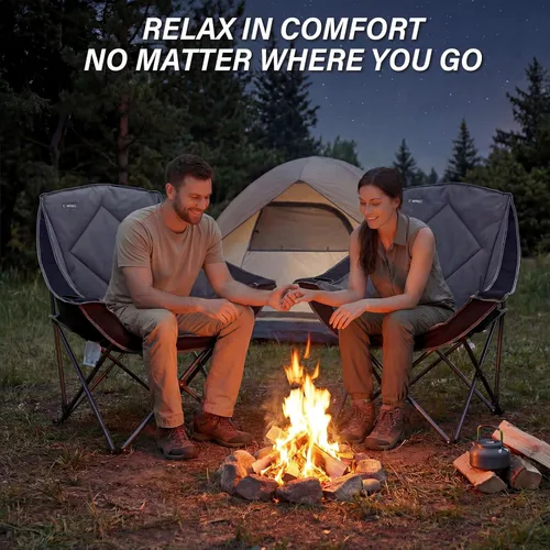 Vista 6 de Silla de Campamento Plegable CAMPHILL, Silla de Camping Portátil Extra Grande con Portavasos, Silla de Césped Resistente Acolchada para Camping