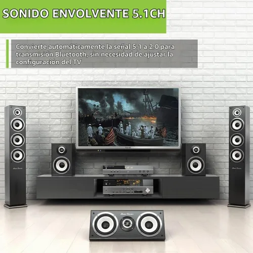 Vista 3 de Avantree Orbit - Transmisor de Audio Bluetooth 5.0 para TV con Soporte de Paso de Sonido Envolvente 5.1, Clase 1 de Largo Alcance, Pantalla LED