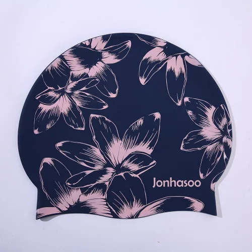 Vista 7 de Jonhosoo - Gorro de natación de silicona para mujer, impermeable, largo, con estampado de flores