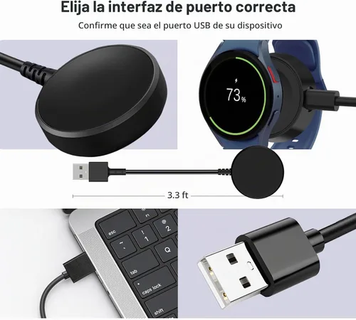 Vista 4 de Paquete de 2 adaptadores de cargador de reloj compatibles con Samsung Galaxy Watch 8/8 Classic /7/6/5/4/3/FE/Active 2/Active Classic/5/5 Pro/4/4