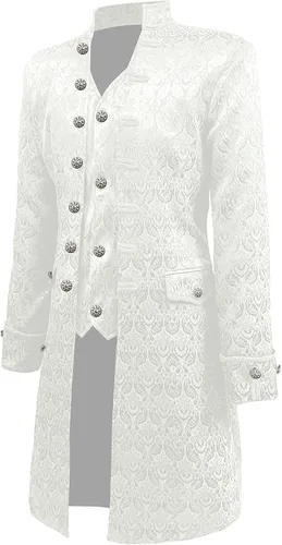 Vista 3 de Chaqueta medieval gótica steampunk para hombre, disfraz victoriano de vampiro pirata, abrigo