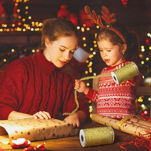 Vista 3 de Canlierr Guirnalda de oropel de Navidad de 50 yardas con purpurina fina metálica para decoración de árbol de Navidad, fiesta de cumpleaños, boda