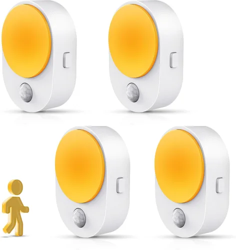 Vista 10 de L LOHAS LED Luz nocturna con sensor de movimiento, paquete de 2 luces nocturnas enchufables a la pared, sensor de movimiento y sensor de atardecer a