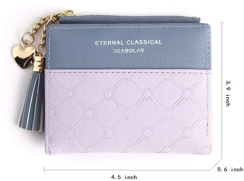 Vista 3 de Cartera para mujer pequeña billetera compacta Bifold cartera RFID titular de la tarjeta de crédito mini cartera de bolsillo bipolar