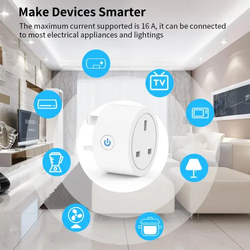Vista 6 de Enchufe inteligente WiFi compatible con Alexa, Google Assistant, control de aplicación y voz, no requiere concentrador, Reino Unido (10A)