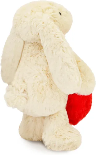Vista 3 de Animal de peluche de conejo, adorable conejo suave con corazón de sujeción para el día de San Valentín, dulce regalo romántico de cumpleaños