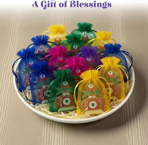 Vista 6 de LOVENSPIRE Paquete de 10 soportes decorativos Kalash Haldi Kumkum Roli Chawal/soporte de arroz Indio Festival Favor Diwali Rakhi Pooja Mandir Tika