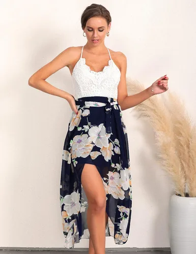 Vista 8 de Blooming Jelly Vestido largo de verano para mujer sin mangas con cuello en V profundo asimétrico floral