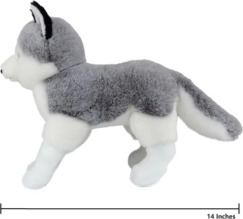Vista 2 de Ice King Bear Peluche realista de Husky siberiano, juguete de peluche, 14 pulgadas de largo, de pie