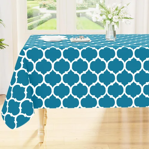 Vista 12 de Smiry - Mantel cuadrado de vinilo impermeable con respaldo de franela para mesas cuadradas, manteles de plástico lavables a prueba de derrames