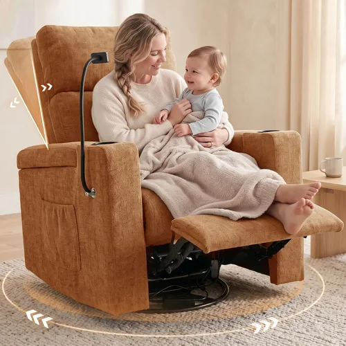 Vista 10 de ABCASA Power Recliner Rocking Chair Nursery, Swivel Glider, Green Chenille-green