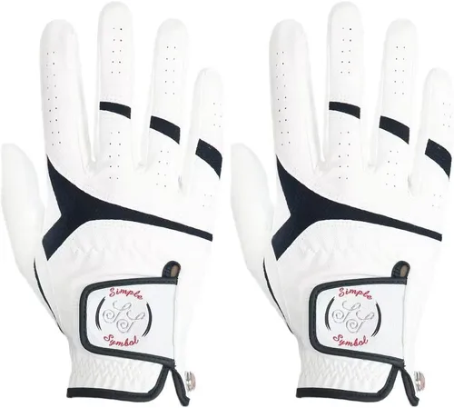 Vista 10 de Guantes de golf para hombre, cuero sintético de alta calidad, agarre estable, paquete de dos