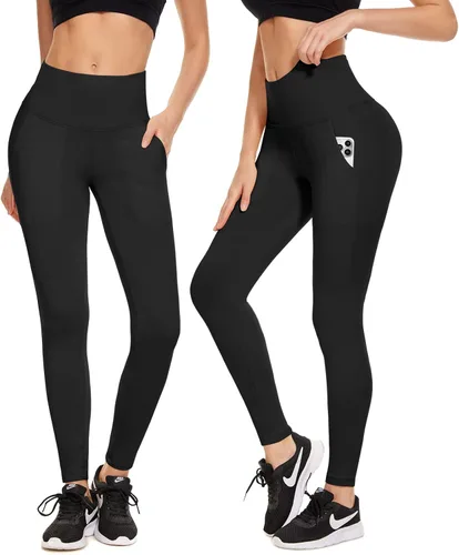 Vista 4 de Aoliks Leggings con bolsillos para mujer, pantalones de yoga con bolsillos, cintura alta suave, control de abdomen, no se transparentan, pantalones