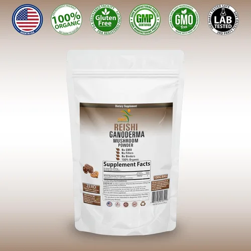 Vista 4 de Seta Reishi 3.53 oz en polvo 3.52 oz (60% polisacáridos) para mayor longevidad por SMS, vegano, orgánico, extracto de Reishi sin OMG, suplemento