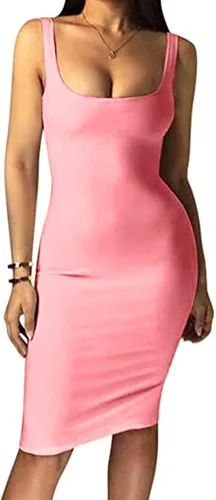 Vista 2 de Oiumov Vestidos de verano sin mangas para mujer, sexy, ajustado, bonito estampado de mariposa, sin mangas, básico, vestido de fiesta por debajo