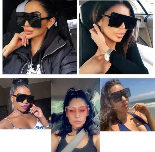 Vista 3 de ENSARJOE Square Oversized Sunglasses for Women Men Flat Top Fashion ShadesUV Protection