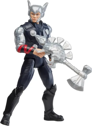 Vista 2 de Marvel Mecasaurios de ataque mecánicos, figura de acción de Thor de 4 pulgadas con accesorio de arma de dinosaurio, juguetes de superhéroes
