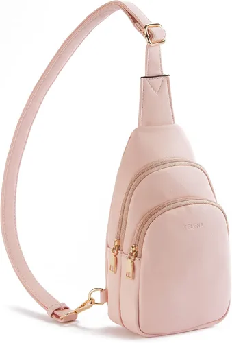 Vista 148 de Telena Riñonera pequeña para mujer, de cuero, cangureras, bolsa de pecho para mujer