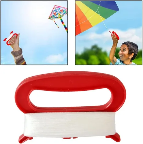 Vista 3 de Paquete de 10 manijas de cuerda de cometa con línea roja de 98 pies, accesorios de vuelo para niños y adultos (L, ancho: 4.53 pulgadas)
