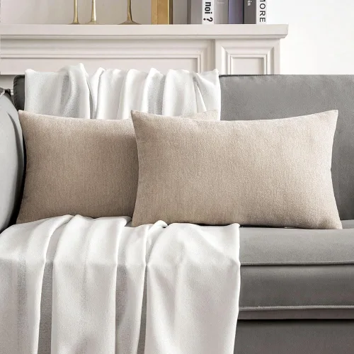 Vista 24 de MIULEE - Pack de 2 fundas de almohada decorativas beige de 16x16 pulgadas, cojines suaves de chenilla para sofá, fundas de cojín de estilo casa