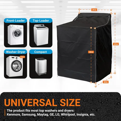 Vista 6 de BlueStars 2 PCS Fundas para Lavadora de Carga Superior - Protección Exterior Premium para la Mayoría de Fundas de Lavadora y Secadora - A29" x P28