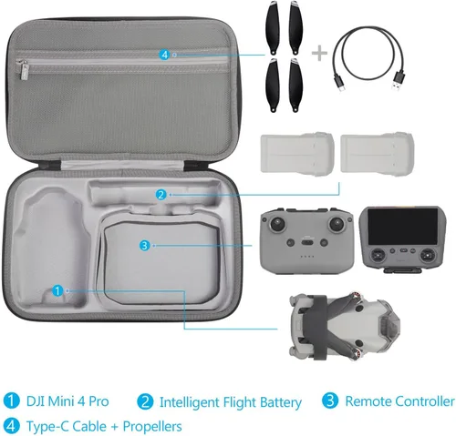 Vista 9 de JSVER Funda de transporte para DJI Mini 4 Pro EVA carcasa rígida funda protectora para DJI Mini 4 Pro/Mini 3/Mini 3 Pro Bolsa de viaje para Mini 4