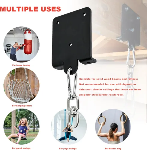 Vista 5 de Soporte de suspensión de bolsa de boxeo resistente, soporte de suspensión de bolsa de 360°, rotación de 360°, gancho de vigas de madera