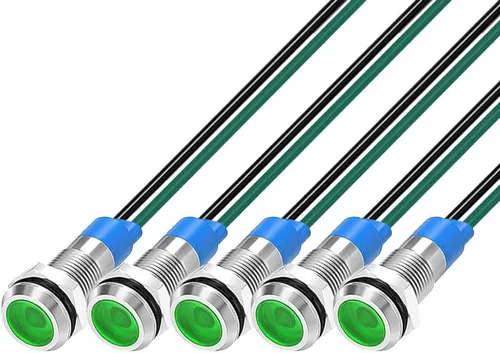 Vista 11 de Gebildet 6mm 3V-4.5V-5V-6V-7.5V-9VDC lámpara de señal impermeable con cable, luz indicadora LED metálica de ahorro de energía (5 piezas x LED rojo)