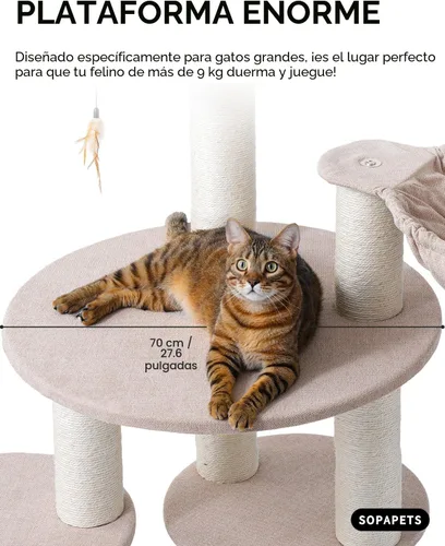 Vista 2 de Árbol para gatos extra grande para Maine Coon, torre de árbol para gatos de interior de 65 pulgadas de altura para gatos adultos grandes de 20