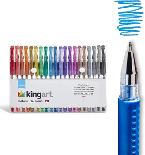 Vista 9 de KINGART Studio - Juego de 24 bolígrafos de gel de tono verde – Agarre suave y cómodo – Punta redonda suave para detalles precisos – 24 tonos verdes