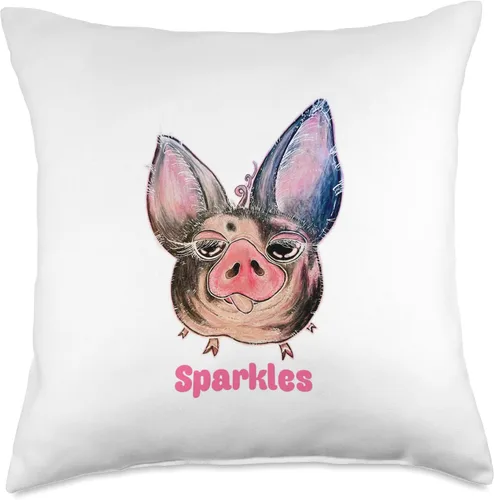 Vista 5 de Farm Animals Live Sparkles The Pig - Almohada (16 x 16 pulgadas), multicolor