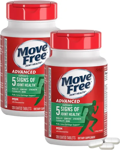Vista 12 de Move Free MSM 1500 mg (por porción) con glucosamina y condroitina - tabletas avanzadas de apoyo para articulaciones, para flexibilidad de movilidad
