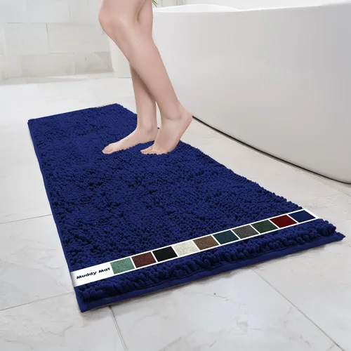 Vista 8 de Muddy Mat Alfombras de Baño de Chenilla de Microfibra de Secado Rápido Antideslizantes Lavables, Extra Gruesas, Suaves y Altamente Absorbentes Gris