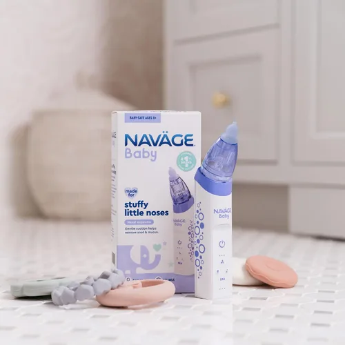 Vista 8 de Naväge Baby Bundle: Aspirador nasal para bebés + inhalador de microniebla, suave, aprobado por pediatras para la congestión del bebé y la nariz