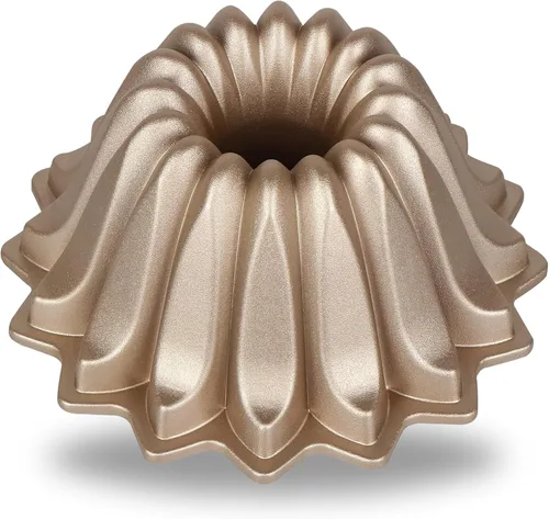 Vista 8 de Baker's Secret Molde estriado antiadherente para pasteles, moldes de aluminio fundido resistente para hornear pasteles, 2 capas de revestimiento