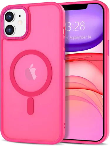 Vista 341 de Anuck - Funda magnética para iPhone 11 compatible con MagSafe, carcasa trasera mate translúcida dura, borde de TPU, delgada, resistente a impactos