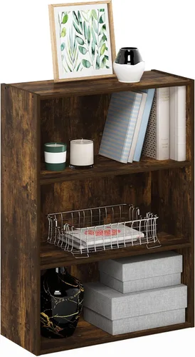 Vista 18 de Furinno LUDER - Estantería de libros, estantería moderna de 2 niveles, estantería abierta de 9 x 16 x 21, para sala de estar, dormitorio, oficina