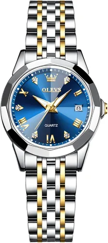 Vista 8 de OLEVS Women Watch Sliver Gold Stainless Steel Band Small Watches for Women with Date Quartz Analog Ladies Watches